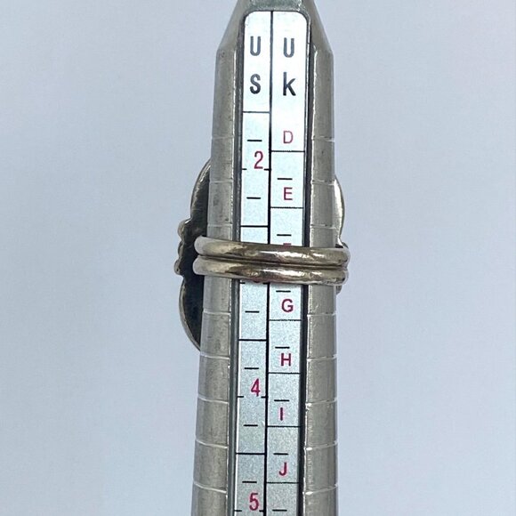 VTG Oxidized Sterling Silver Southwest Style Turquoise Scrollwork Ring Sz 2.75 - Picture 9 of 16